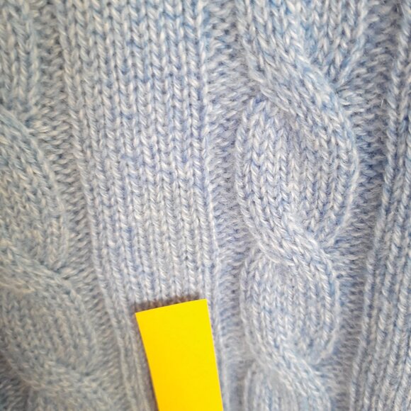 Loro Piana Men Cashmere Cable Knit Crewneck Sweater Light Blue Size 58/Size 3XL - Picture 10 of 12